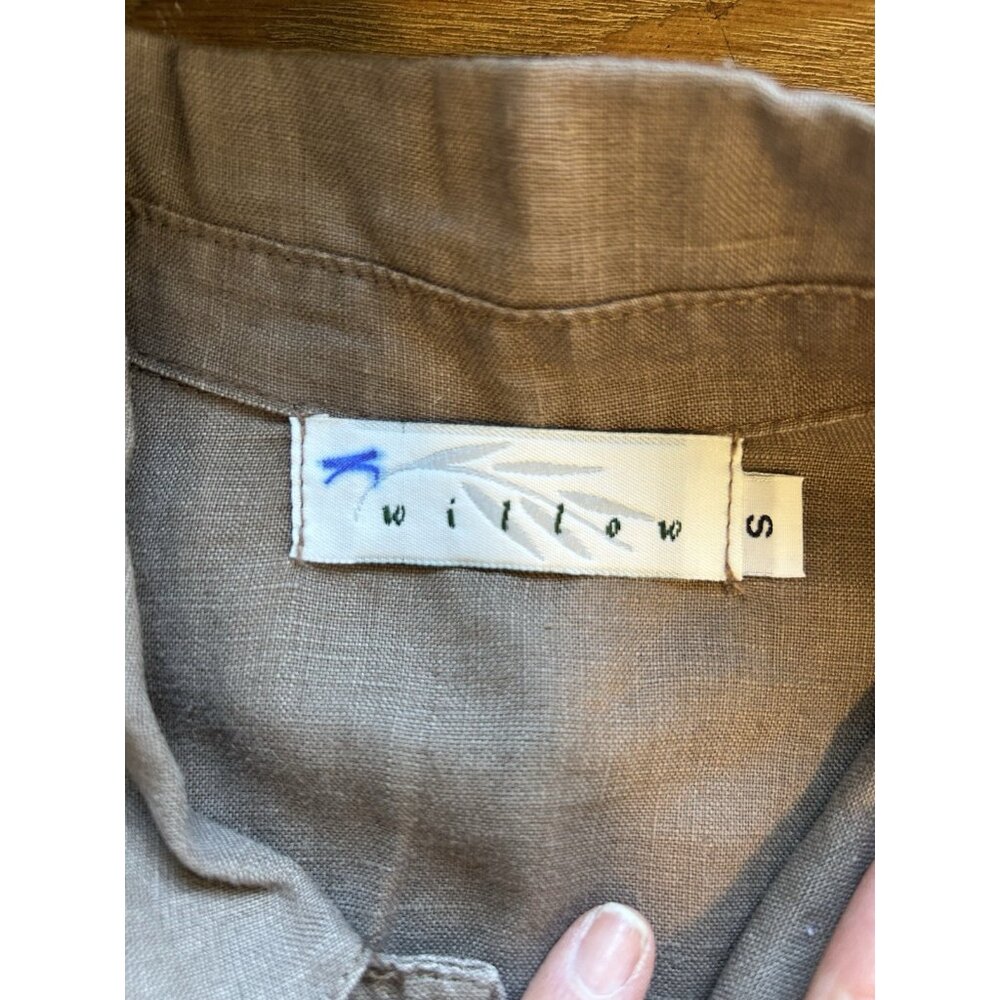 Willow Linen Button Front Shirt Brown USA. Lagenlook Artsy - Picture 3 of 7